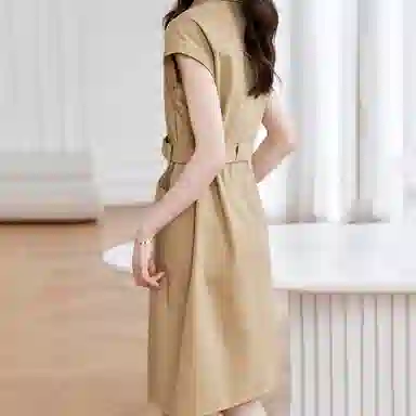 潞优野 知性优雅气质设计感显白短袖连衣裙 女款