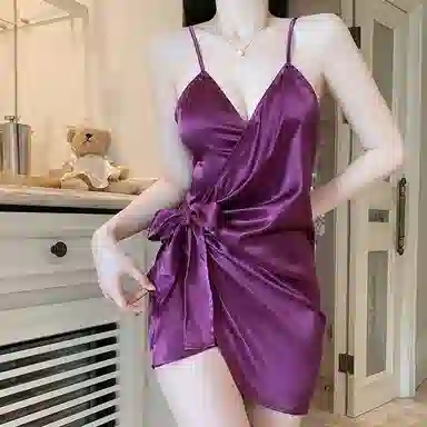 潞优野 纯色休闲时尚无袖家居服睡裙 女款