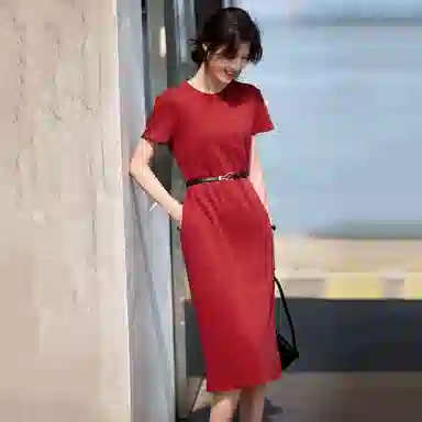 潞优野 时尚舒适百搭短袖连衣裙 女款