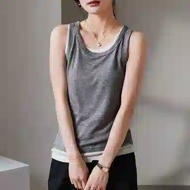 潞优野 时尚百搭假两件显瘦背心 女款