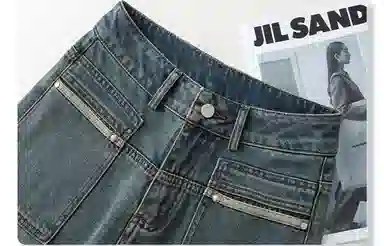 潞优野 小个子宽松高腰直筒裤子牛仔裤 女款 蓝色