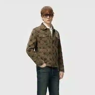C'N'C Logo Print Collar Jacket Brown Floral