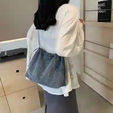 雅鹿 休闲简约日常通勤时尚百搭 牛仔布 单肩斜挎包 常规 女款 浅蓝色/深蓝色