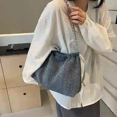 雅鹿 休闲简约日常通勤时尚百搭 牛仔布 单肩斜挎包 常规 女款 浅蓝色/深蓝色