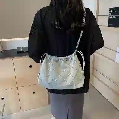 雅鹿 休闲简约日常通勤时尚百搭 牛仔布 单肩斜挎包 常规 女款 浅蓝色/深蓝色