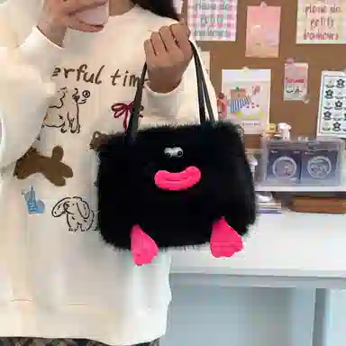 布依诺 搞怪丑萌香肠嘴可爱小众 毛绒拼涤纶 斜挎包单肩包手提包 常规 女款 多色