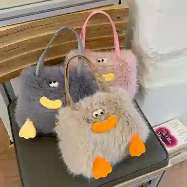 布依诺 搞怪丑萌香肠嘴可爱小众 毛绒拼涤纶 斜挎包单肩包手提包 常规 女款 多色