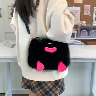 布依诺 搞怪丑萌香肠嘴可爱小众 毛绒拼涤纶 斜挎包单肩包手提包 常规 女款 多色