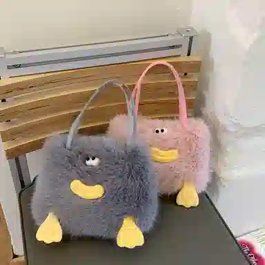 布依诺 搞怪丑萌香肠嘴可爱小众 毛绒拼涤纶 斜挎包单肩包手提包 常规 女款 多色