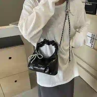 BrandName Pleated Tote Bag