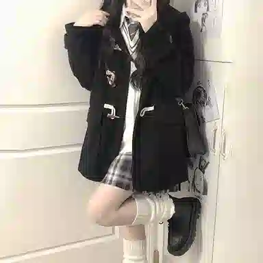 桴生 韩系纯色中长款牛角扣毛呢外套 小个子赫本风 学院风 简约高级感大衣 女款