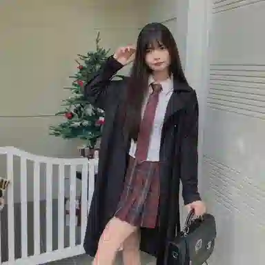 冰淇淋与鲸 纯色休闲长款翻领长袖风衣 女款