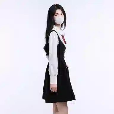 冰淇淋与鲸 纯色毛呢收腰无袖连衣裙 黑色