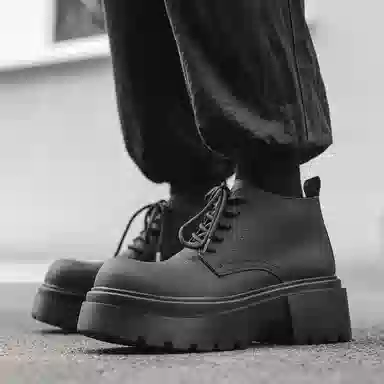 超纤皮 英伦风尚时尚舒适之选 短靴 男款 经典黑色