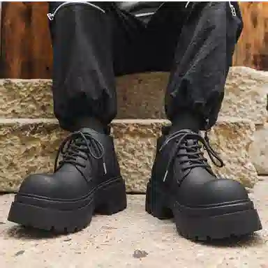 超纤皮 英伦风尚时尚舒适之选 短靴 男款 经典黑色