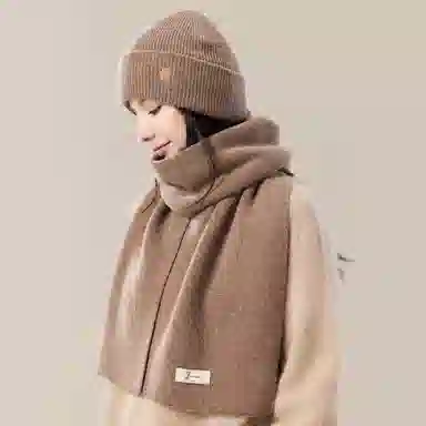 玖慕 毛绒两件套装秋冬女朋友生日送礼保暖精致礼盒 绵羊毛 绒线围巾 女款