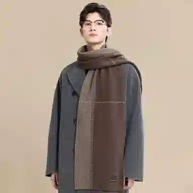 玖慕 秋冬季厚保暖送礼爸爸男朋友高档礼盒 绒线围巾 男款