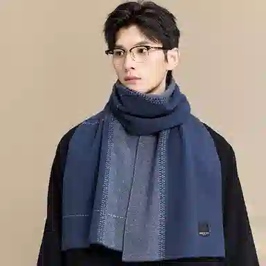 玖慕 秋冬季厚保暖送礼爸爸男朋友高档礼盒 绒线围巾 男款