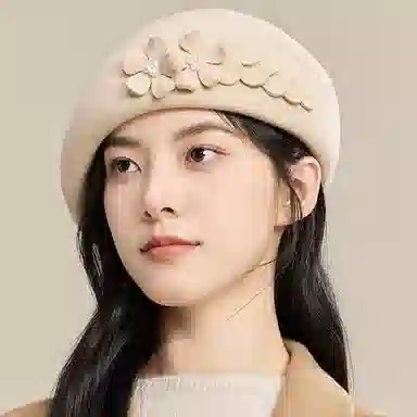 玖慕 复古千金礼帽显脸小八角报童帽韩系画家帽 绵羊毛 贝雷帽 女款