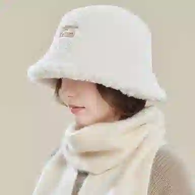 玖慕 秋冬韩版百搭加厚保暖防寒毛绒桶帽盆帽 渔夫帽 女款