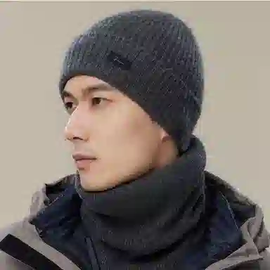 玖慕 保暖包头 户外防寒针织 纯羊绒 绒线帽 男款 #礼盒装