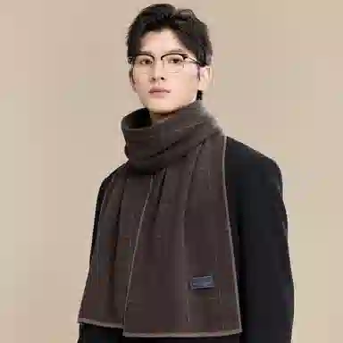 玖慕 纯羊毛秋冬新高级感撞色格子百搭保暖礼盒装 绒线围巾 男款