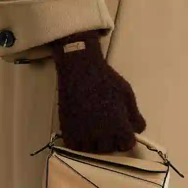 玖慕 秋冬加厚防寒保暖冬天开车骑车毛绒可爱毛线 绵羊毛 绒线手套 女款