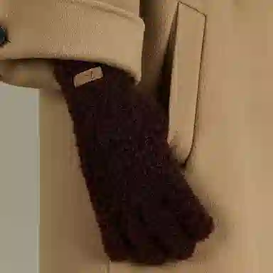 玖慕 秋冬加厚防寒保暖冬天开车骑车毛绒可爱毛线 绵羊毛 绒线手套 女款