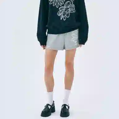 MARDI MERCREDI SS25 SWEAT SHORTS FLOWER_GREY IVORY