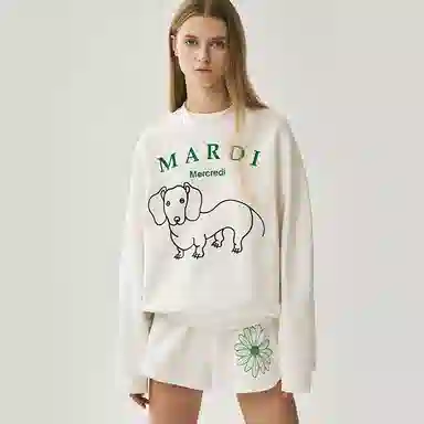 MARDI MERCREDI SS25 MINI SWEAT SHORTS FLOWER_WHITE GREEN