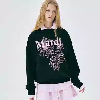 MARDI MERCREDI SS25 SWEATSHIRT TRIPLE FLOWER_BLACK PINK