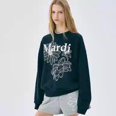 MARDI MERCREDI SS25 SWEATSHIRT TRIPLE FLOWER_NAVY WHITE