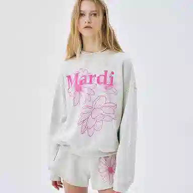 MARDI MERCREDI SS25 SWEATSHIRT TRIPLE FLOWER_OATMEAL PINK