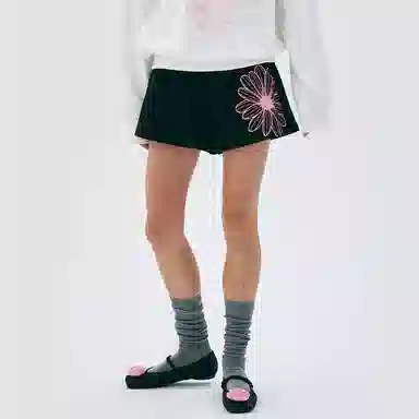MARDI MERCREDI SS25 SWEAT SHORTS FLOWER_BLACK PINK