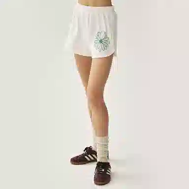MARDI MERCREDI SS25 MINI SWEAT SHORTS FLOWER_WHITE GREEN