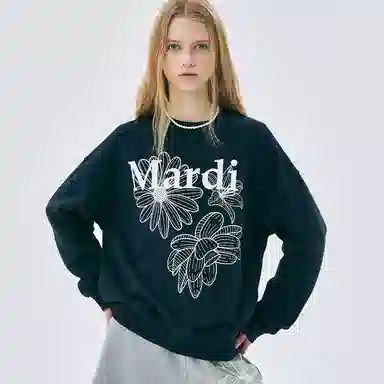 MARDI MERCREDI SS25 SWEATSHIRT TRIPLE FLOWER_NAVY WHITE