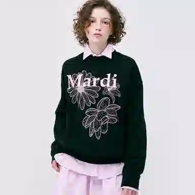 MARDI MERCREDI SS25 SWEATSHIRT TRIPLE FLOWER_BLACK PINK