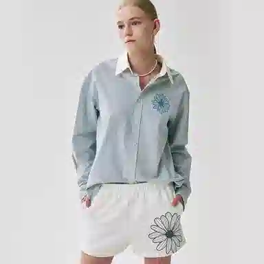 MARDI MERCREDI SS25 SWEAT SHORTS FLOWER_WHITE NAVY