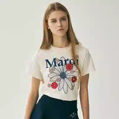 MARDI MERCREDI SS25 SLIM TSHIRT FLOWERMARDI BLOSSOM_CREAM T