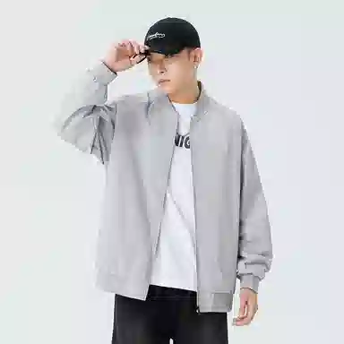 布客行 休闲宽松机车教练落肩风纯色单品夹克 男女同款