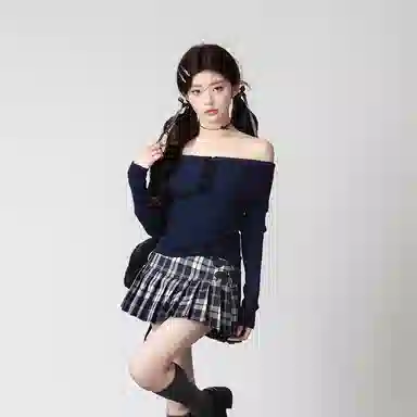 花铃太太 一字领蝴蝶结镂空针织衫 女款