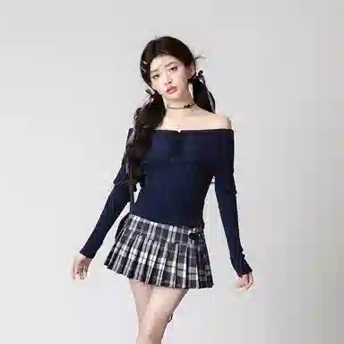 花铃太太 一字领蝴蝶结镂空针织衫 女款