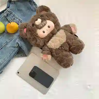 万童乐 软萌毛茸小熊娃娃高颜值可爱脸小熊 陪伴安抚 玩偶周边