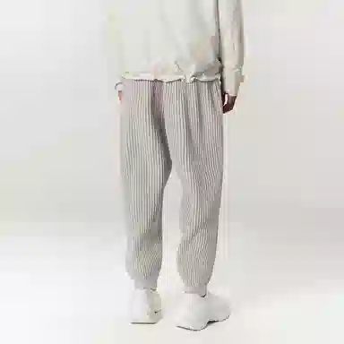 速写 宽松纯色系带九分束脚休闲裤 男女同款