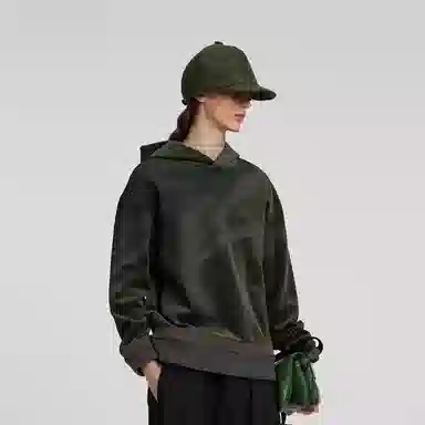 速写 潮流渐变连帽套头卫衣 男女同款