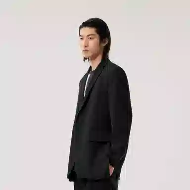 速写 纯色宽松休闲西装外套 男款 黑色