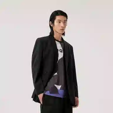 速写 纯色宽松休闲西装外套 男款 黑色