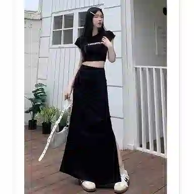 桴生 欧美风设计感开叉修身包臀通勤半身裙休闲长裙 女款