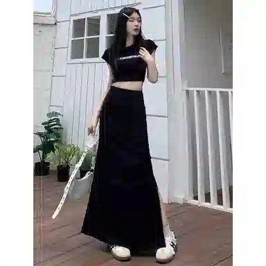 桴生 欧美风设计感开叉修身包臀通勤半身裙休闲长裙 女款