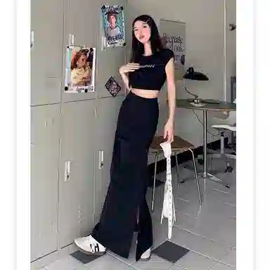 桴生 欧美风设计感开叉修身包臀通勤半身裙休闲长裙 女款